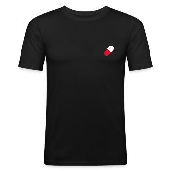 Pilule rouge - T-shirt près du corps Homme - noir - Devant - Nik (191cm)