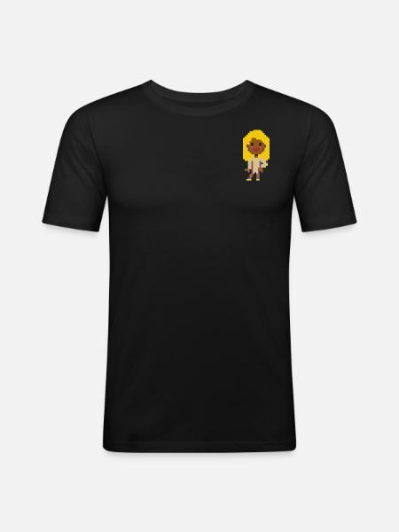 PIXELFIGUR GELB-LILA - Männer Slim Fit T-Shirt - Schwarz