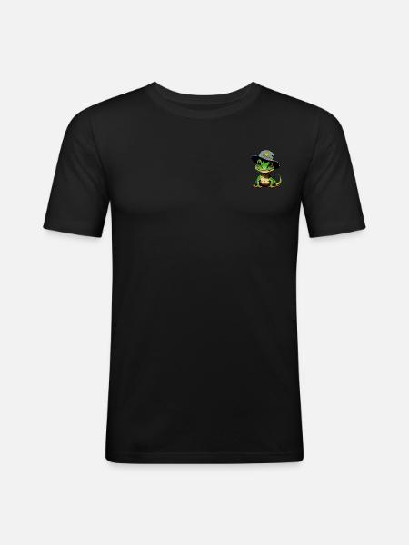 Lizzard w. Bucket-Hat - Männer Slim Fit T-Shirt - Schwarz