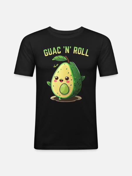 Avocado Guac N Roll - Männer Slim Fit T-Shirt - Schwarz