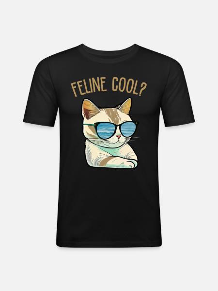 Félin Cool - T-shirt près du corps Homme - noir
