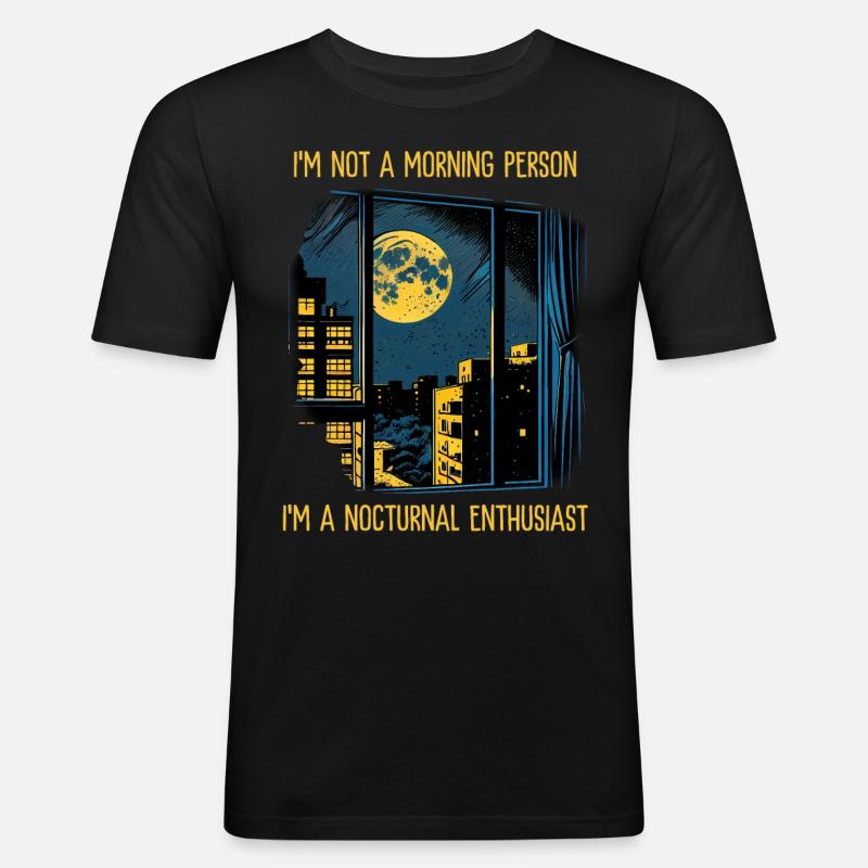 Nächtlicher Enthusiast - Männer Slim Fit T-Shirt - Schwarz