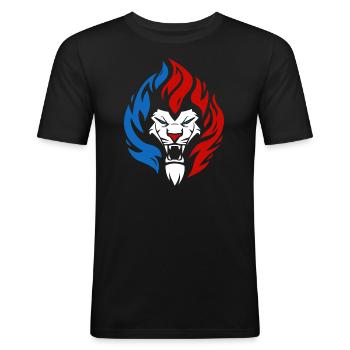 Lion tchétchène - T-shirt près du corps Homme - noir - Devant - Nik (191cm)