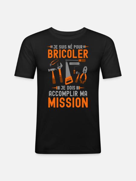 Né pour bricoler - T-shirt près du corps Homme - noir