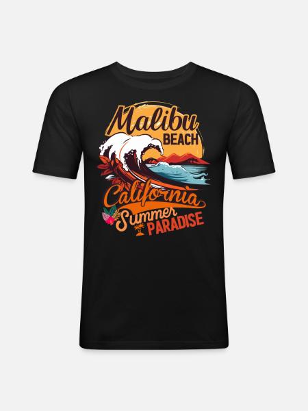 California Place Malibu - Men's Slim Fit T-Shirt - black