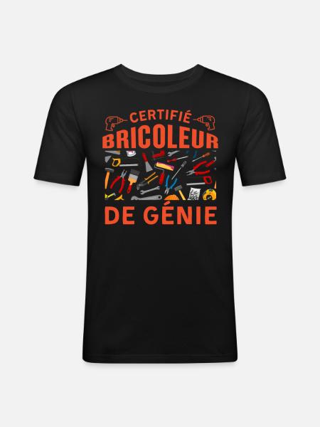 Certifié bricoleur de génie - T-shirt près du corps Homme - noir