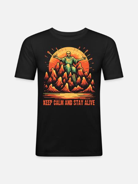 Stay calm and stay alive - Men's Slim Fit T-Shirt - black