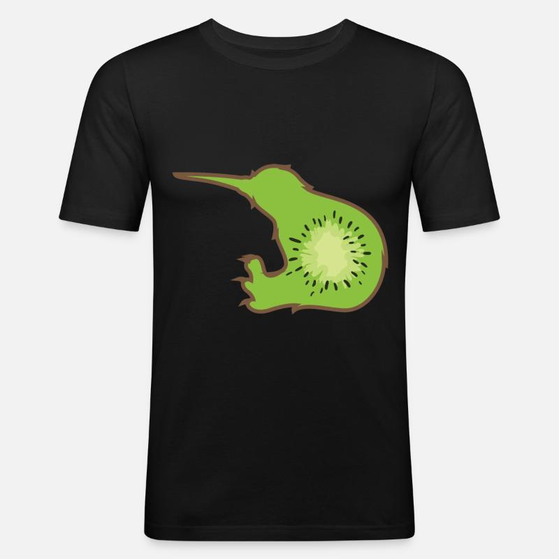 Kiwi vogel - Männer Slim Fit T-Shirt - Schwarz