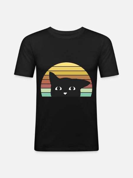 Chat - Chat - T-shirt près du corps Homme - noir