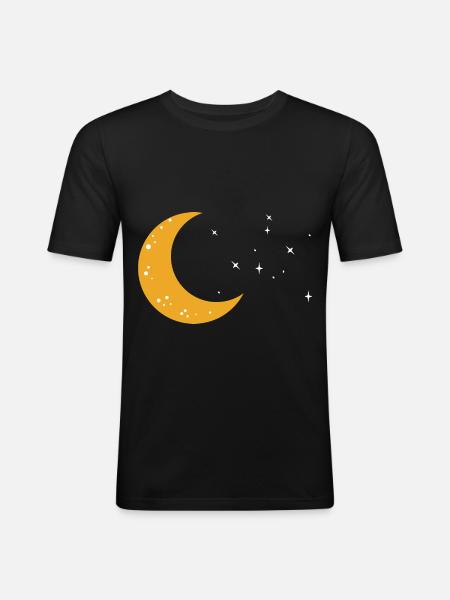 Mond - Männer Slim Fit T-Shirt - Schwarz