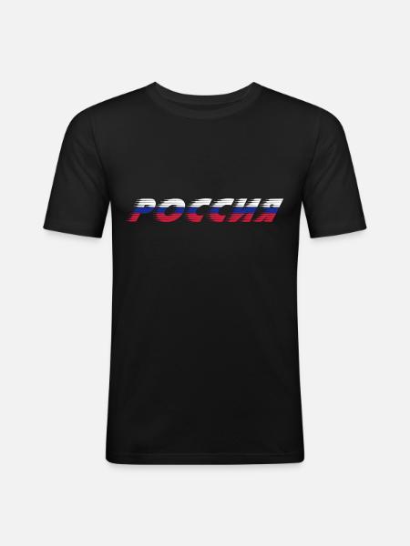 Россия триколор - Männer Slim Fit T-Shirt - Schwarz