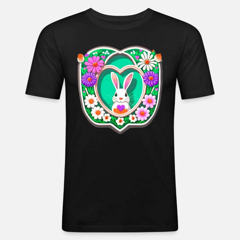 Easter Bunny Easter Bunny Flowers - Men's Slim Fit T-Shirt - black