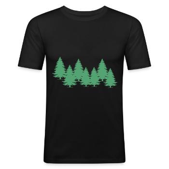 Groene Bomen - Mannen slim fit T-shirt - zwart - Voor - Nik (191cm)