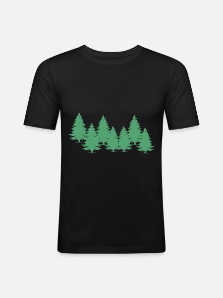 Green Trees - Men's Slim Fit T-Shirt - black
