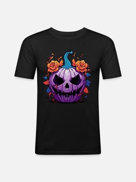 Halloween Citrouille - T-shirt près du corps Homme - noir