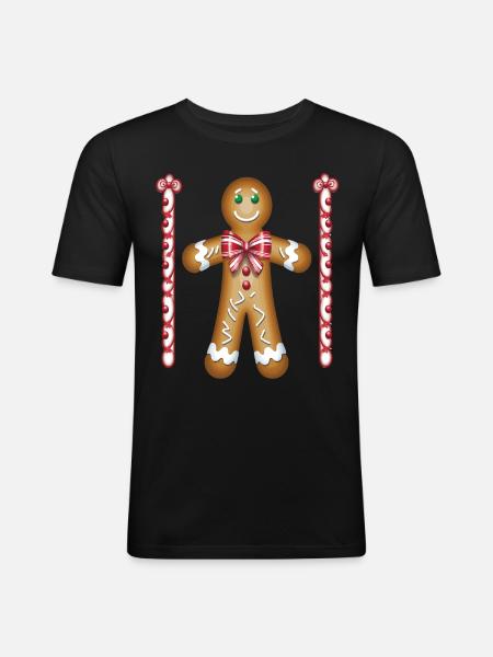 Hässliche Lebkuchen für Weihnachtsfeiern - Männer Slim Fit T-Shirt - Schwarz