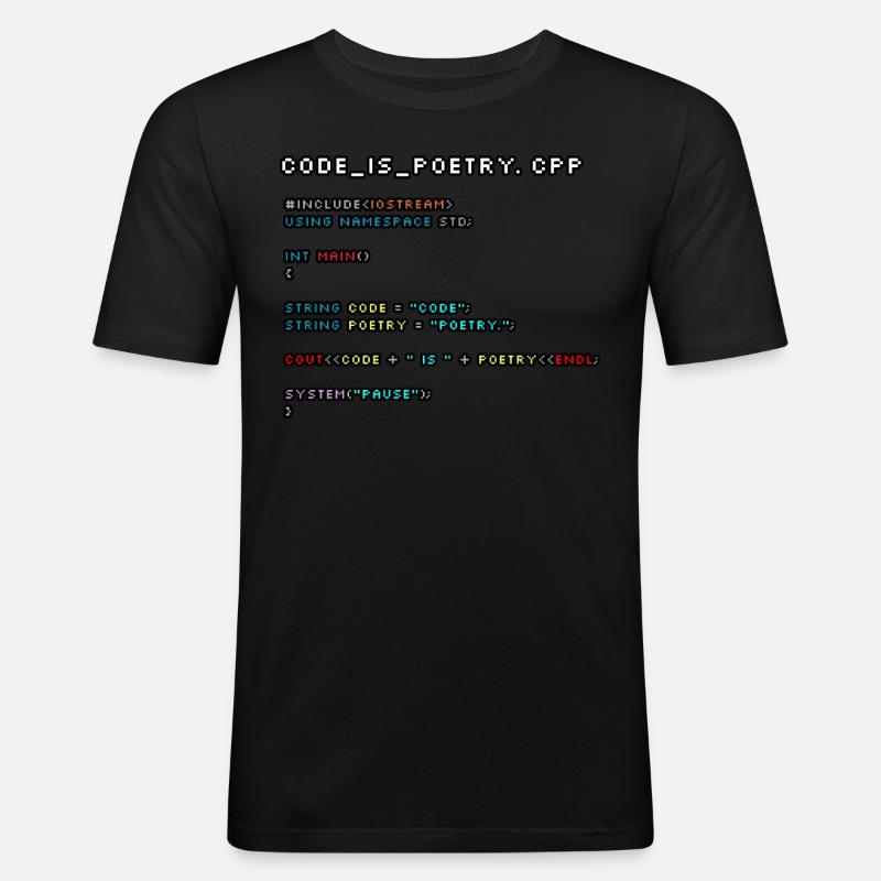 Code ist Poesie.CPP - Männer Slim Fit T-Shirt - Schwarz