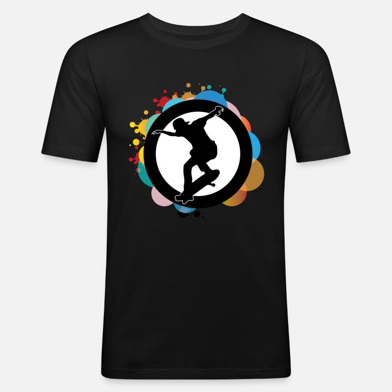 Skateboarden - Männer Slim Fit T-Shirt - Schwarz