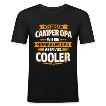 Camper Opa - Männer Slim Fit T-Shirt - Schwarz - Vorne - Nik (191cm)