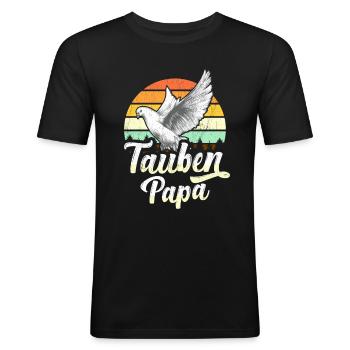 Taubenzüchter Papa Brieftauben Tauben Geschenk - Männer Slim Fit T-Shirt - Schwarz - Vorne - Nik (191cm)