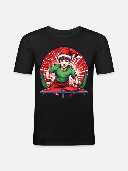 Christmas Elf Ping Pong - Men's Slim Fit T-Shirt - black