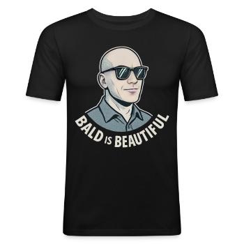 Männer Glatze Geschenkidee Bald Is Beautiful - Männer Slim Fit T-Shirt - Schwarz - Vorne - Nik (191cm)