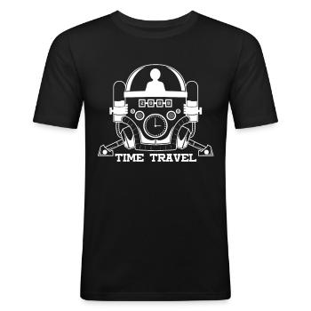 Voyage dans le temps - T-shirt près du corps Homme - noir - Devant - Nik (191cm)