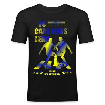 FC Carl Zeiss Jena - Männer Slim Fit T-Shirt - Schwarz - Vorne - Nik (191cm)