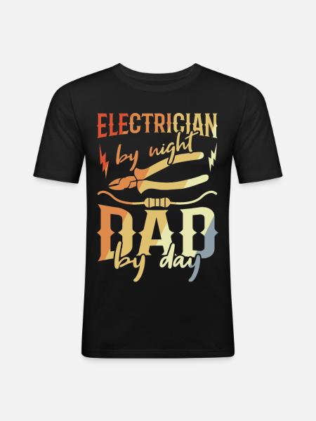 Elektriker Papa - Männer Slim Fit T-Shirt - Schwarz