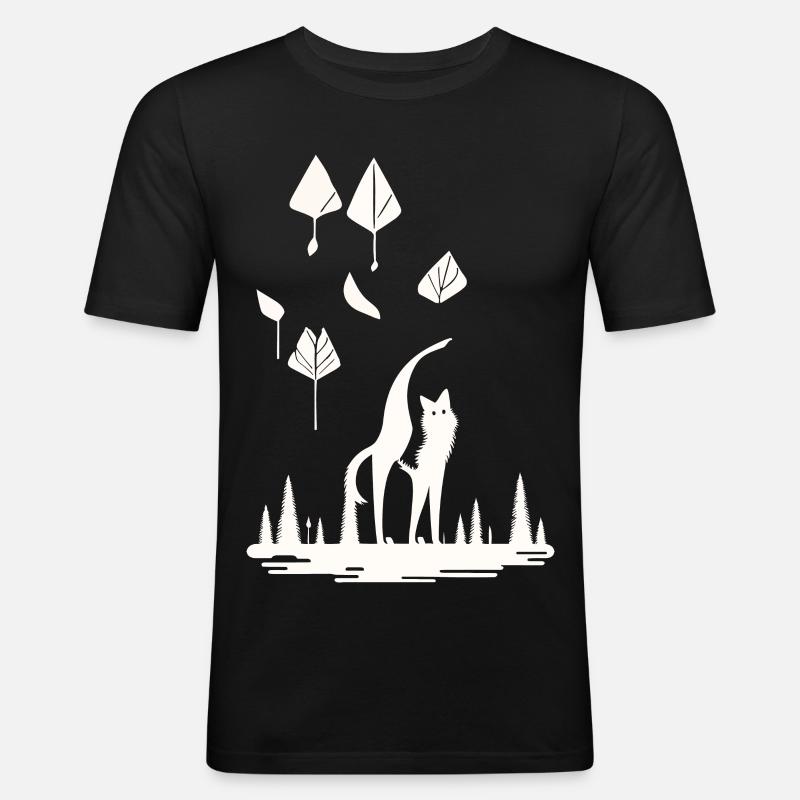 Fuchs im Blätterwald - Männer Slim Fit T-Shirt - Schwarz