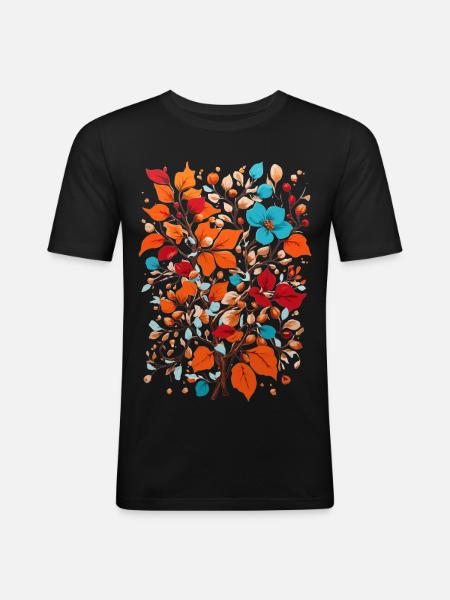 Flowers with nuts - Men's Slim Fit T-Shirt - black
