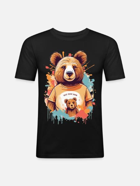 Beste Bär Mutter - Männer Slim Fit T-Shirt - Schwarz
