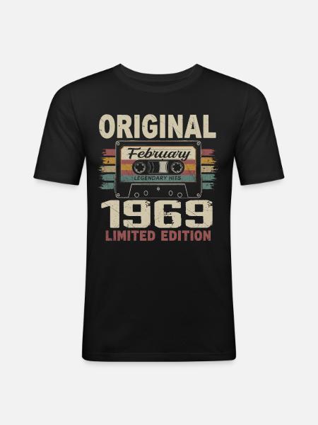 February 1969, February 1969 Birthday Gift - Men's Slim Fit T-Shirt - black