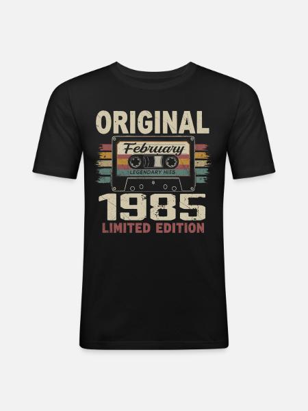 February 1985, February 1985 Birthday Gift - Men's Slim Fit T-Shirt - black