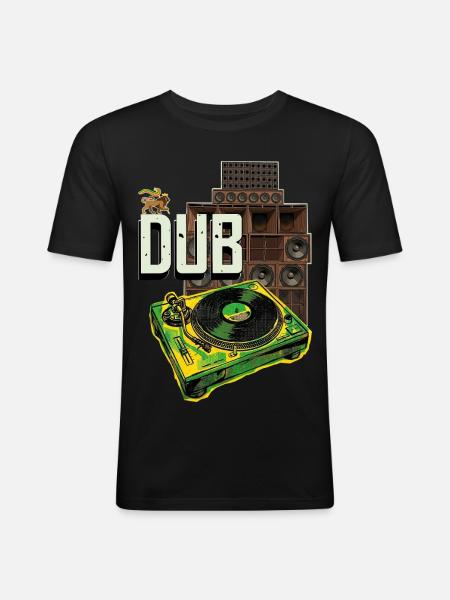 Dub Reggae Soundsystem Turntable - Men's Slim Fit T-Shirt - black