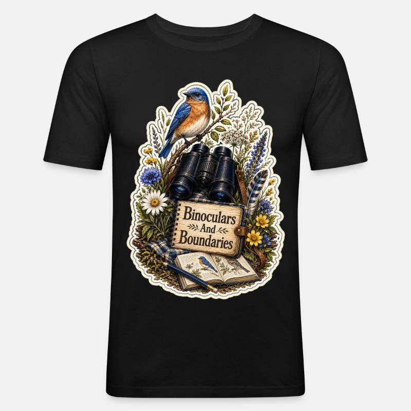 Binoculars And Boundaries Wolken - Männer Slim Fit T-Shirt - Schwarz