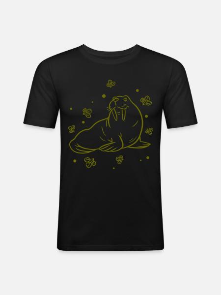 Seelöwe - Seekuh - Zoo - Männer Slim Fit T-Shirt - Schwarz
