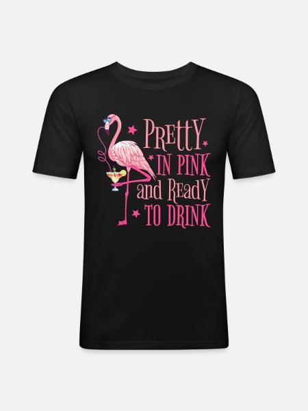 Flamingo JGA Party Pretty In Pink Klar til å drikke - Slim Fit T-skjorte for menn - svart