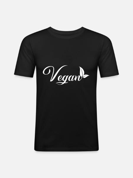 Vegan - Männer Slim Fit T-Shirt - Schwarz