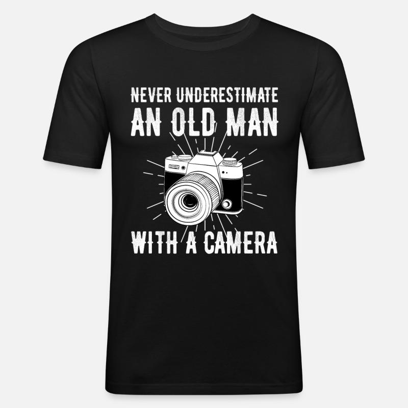 Fotograf - Männer Slim Fit T-Shirt - Schwarz