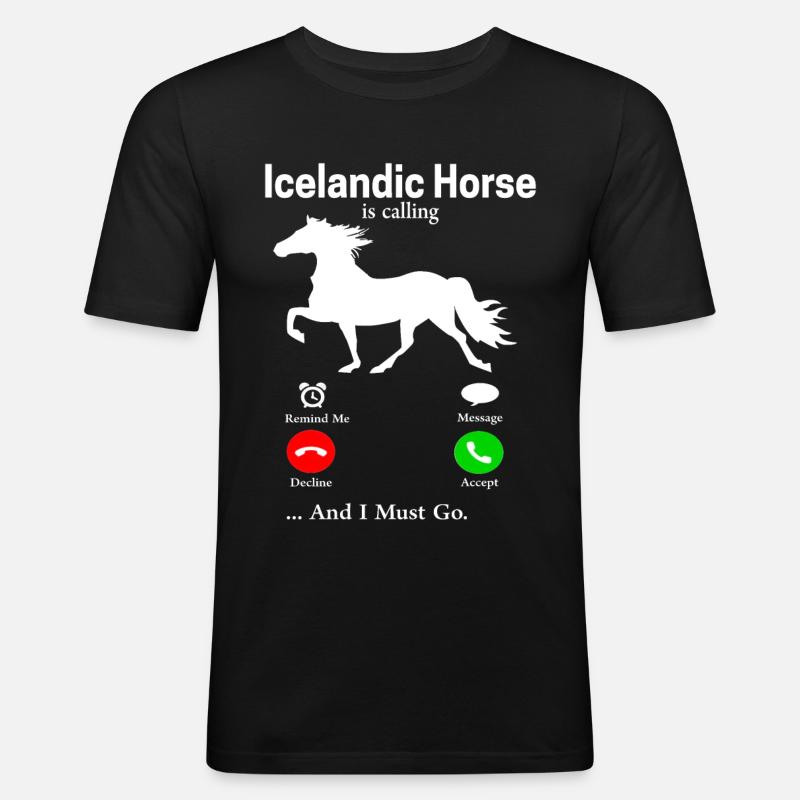 Islandpferd - Männer Slim Fit T-Shirt - Schwarz