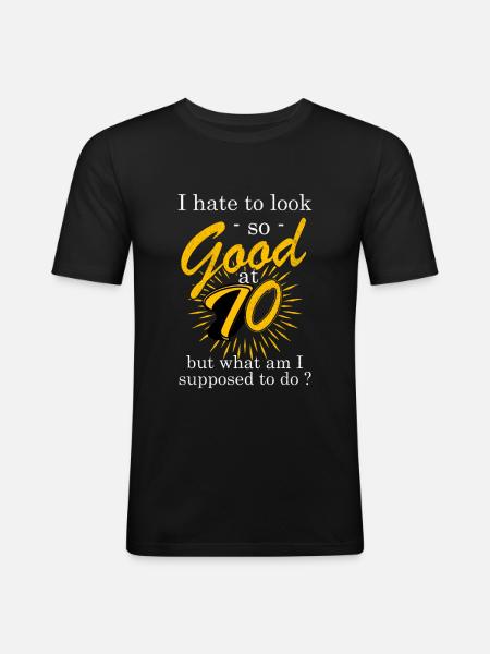 70e anniversaire - T-shirt près du corps Homme - noir