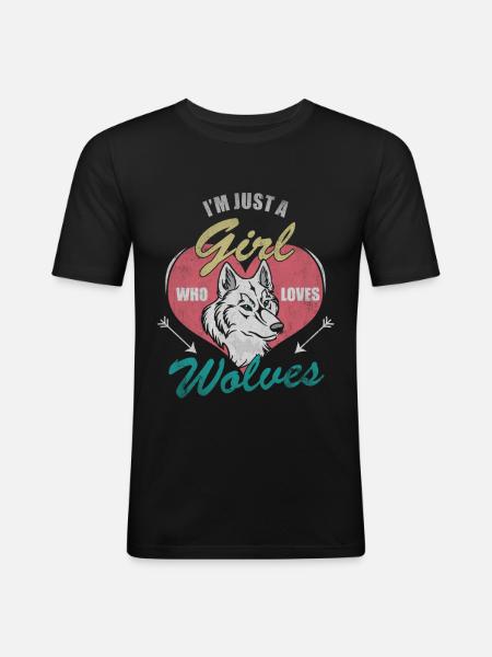 wolf - Men's Slim Fit T-Shirt - black
