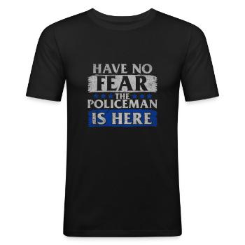 Polizei Cop Polizist Geschenk - Männer Slim Fit T-Shirt - Schwarz - Vorne - Nik (191cm)