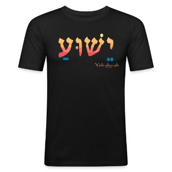 Jesus Yeshua - Männer Slim Fit T-Shirt - Schwarz - Vorne - Nik (191cm)