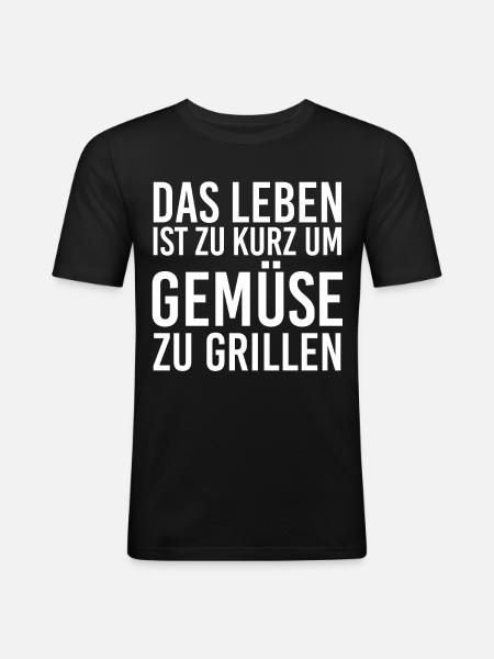 Grillen Gemüse - Männer Slim Fit T-Shirt - Schwarz