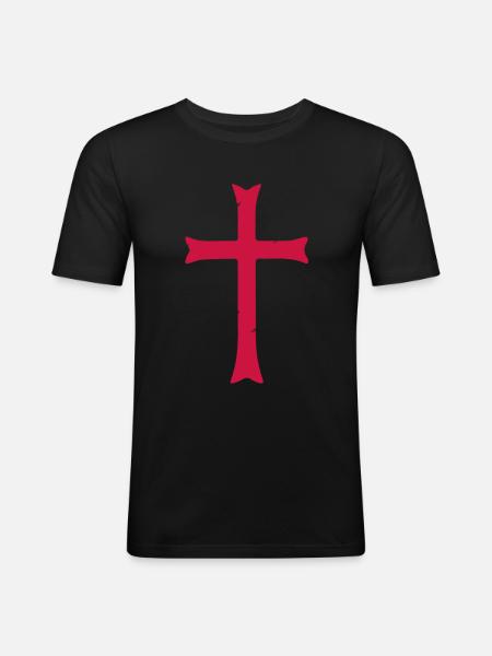 Templar knight cross - Men's Slim Fit T-Shirt - black