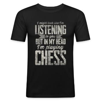 Chess chess board board game Chess - Men's Slim Fit T-Shirt - black - Front - Nik (191cm)