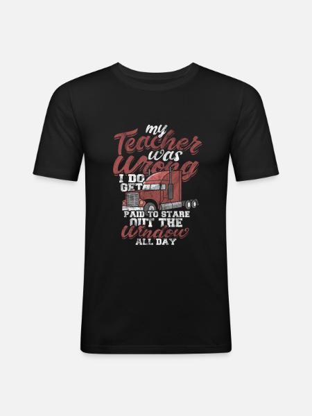 LKW - Männer Slim Fit T-Shirt - Schwarz