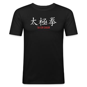 Tai Chi Chuan Yin Yang - Men's Slim Fit T-Shirt - black - Front - Nik (191cm)